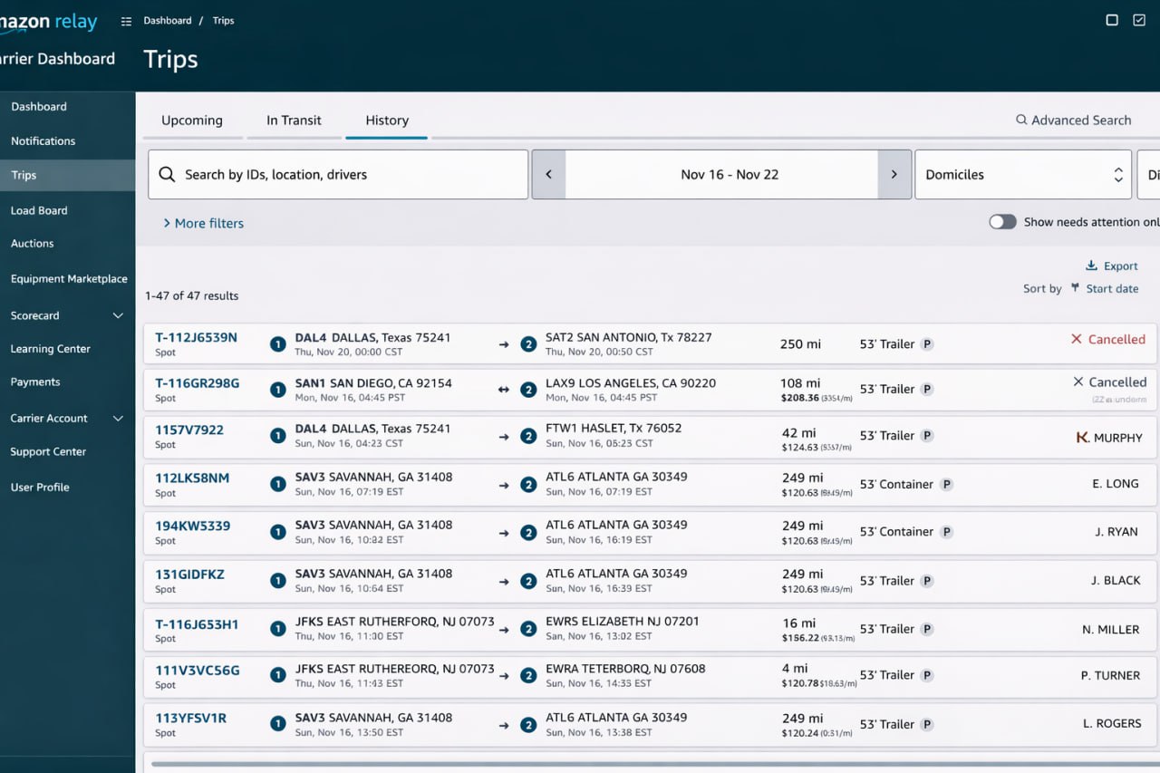 Relay Sheets — Amazon Relay Trips to Payroll-Ready Spreadsheets